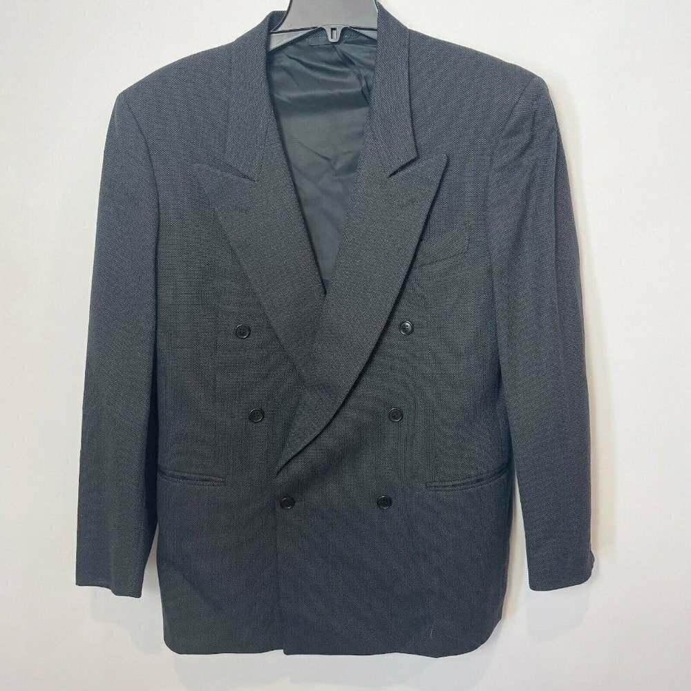Cerruti 1881 Mens Double Breasted Sports Business Pea Coat Black S Pure‎ Wool